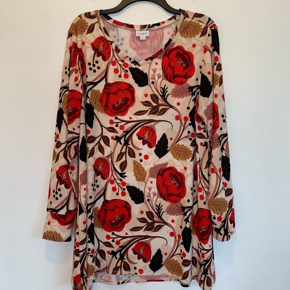 New LuLaRoe Big Florals Fall V-Neck Tunic Top Large